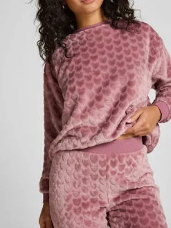 Hunkemoller Purple Fleece Heart Pyjamas Set