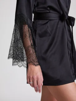 Hunkemoller Satin Kimono Black Robe