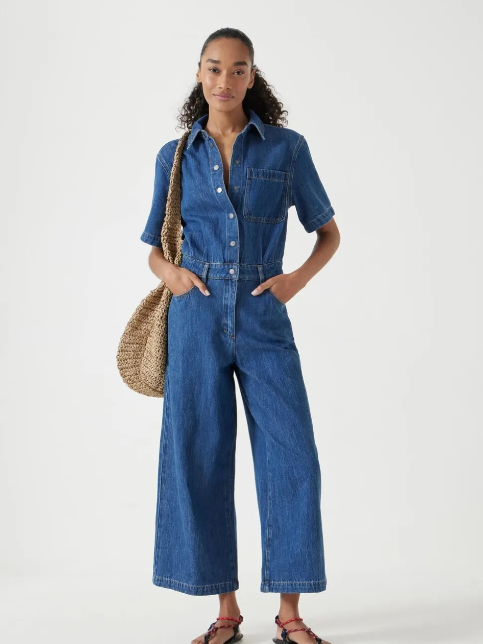 Hush Evelyn Short Sleeve Denim Jumpsuit
