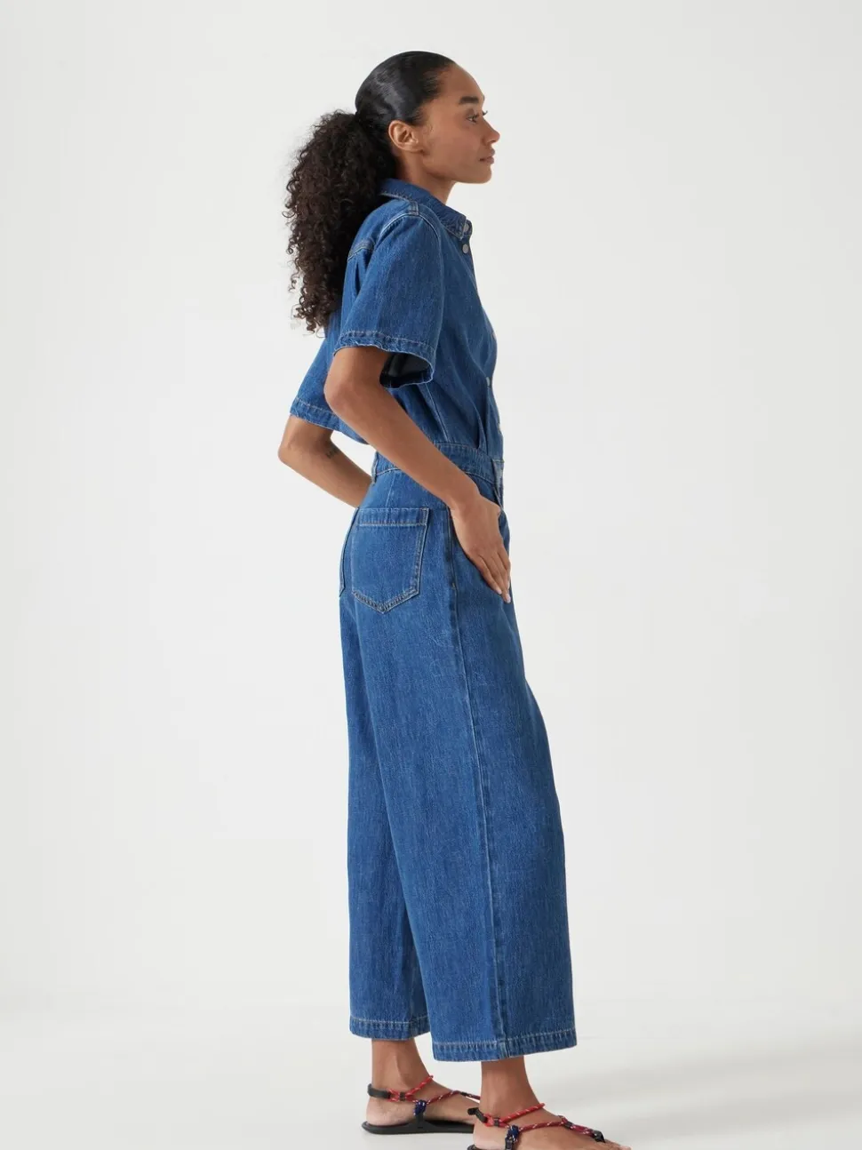 Hush Evelyn Short Sleeve Denim Jumpsuit
