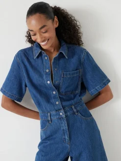 Hush Evelyn Short Sleeve Denim Jumpsuit