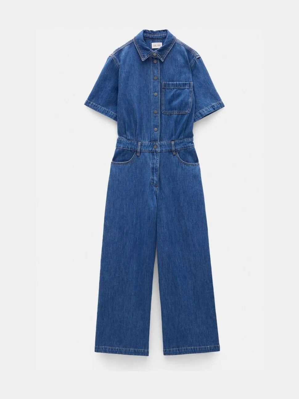 Hush Evelyn Short Sleeve Denim Jumpsuit