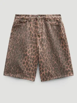 Hush Leopard Print Denim Bermuda Shorts