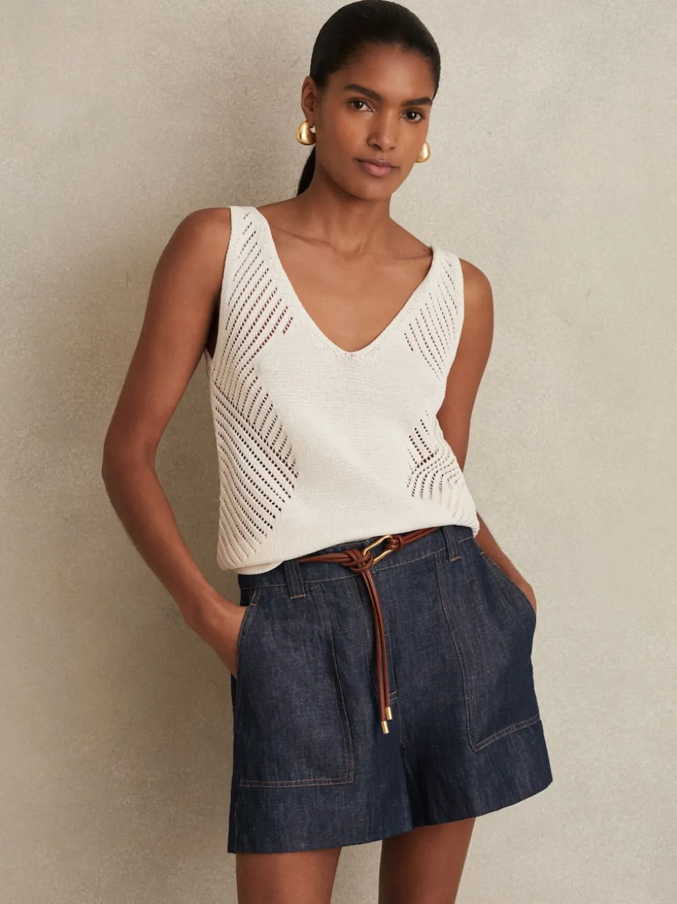 Indigo - Reiss Ashby Linnen Shorts