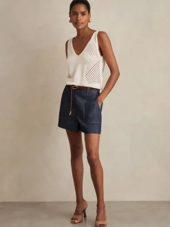 Indigo - Reiss Ashby Linnen Shorts