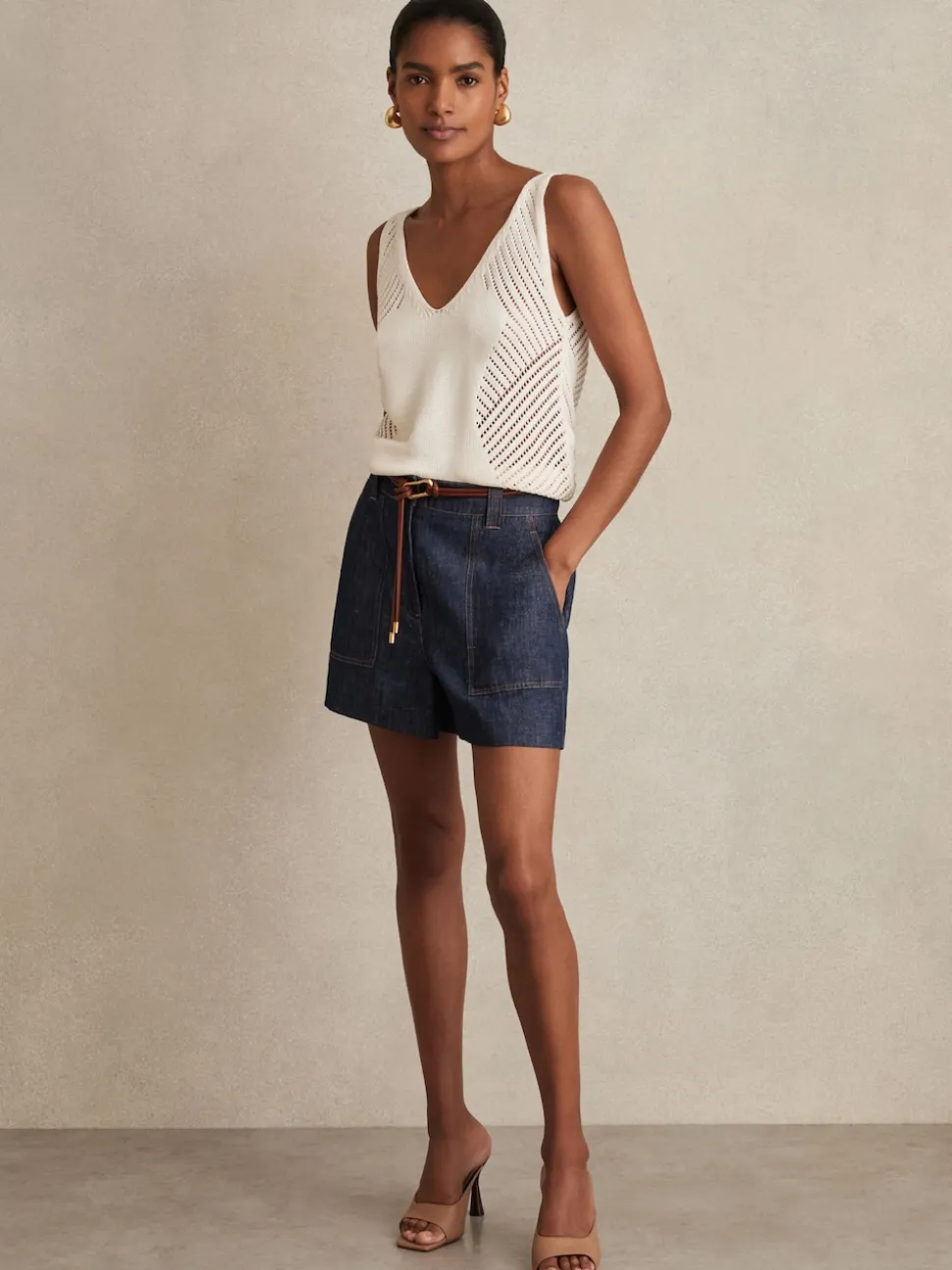 Indigo - Reiss Ashby Linnen Shorts