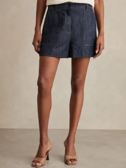 Indigo - Reiss Ashby Linnen Shorts