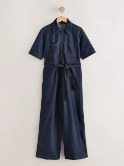 Indigoblauw - Denim Jersey Jumpsuit