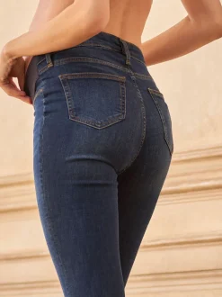 Indigoblauw - Seraphine Premium Organische Zwangerschaps Skinny Jeans Onder de Buik