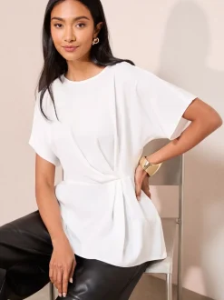 Ivoor - Friends Like These Pleated Waist Detail Short Sleeve Blouse