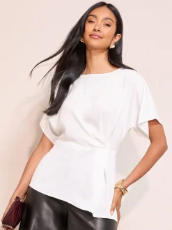 Ivoor - Friends Like These Pleated Waist Detail Short Sleeve Blouse