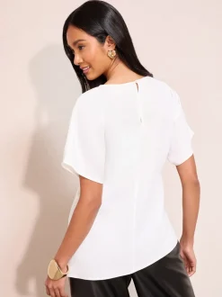 Ivoor - Friends Like These Pleated Waist Detail Short Sleeve Blouse