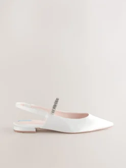 Ivoor - Mary Jane bruidsschoenen met hielbandje en puntige neus voor bruiloft