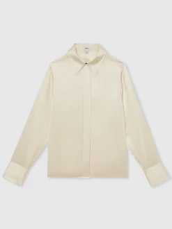 Ivoor - Reiss Ameira Silk-Satin Concealed-Placket Shirt
