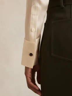 Ivoor - Reiss Ameira Silk-Satin Concealed-Placket Shirt