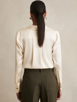 Ivoor - Reiss Ameira Silk-Satin Concealed-Placket Shirt
