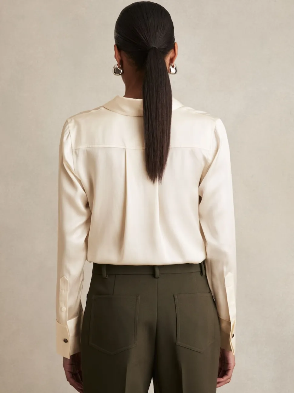 Ivoor - Reiss Ameira Silk-Satin Concealed-Placket Shirt