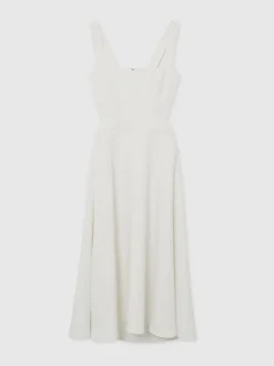 Ivoor - Reiss Dina Waisted Cut-Out Twill Midi Dress