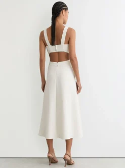Ivoor - Reiss Dina Waisted Cut-Out Twill Midi Dress