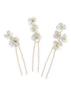 Ivory & Co set van Fleur gebloemde keramische haarspelden