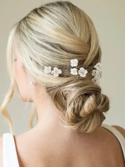 Ivory & Co set van Fleur gebloemde keramische haarspelden