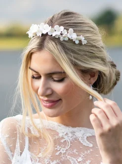 Ivory & Co Wildflower Dainty tiara met keramische bloemen