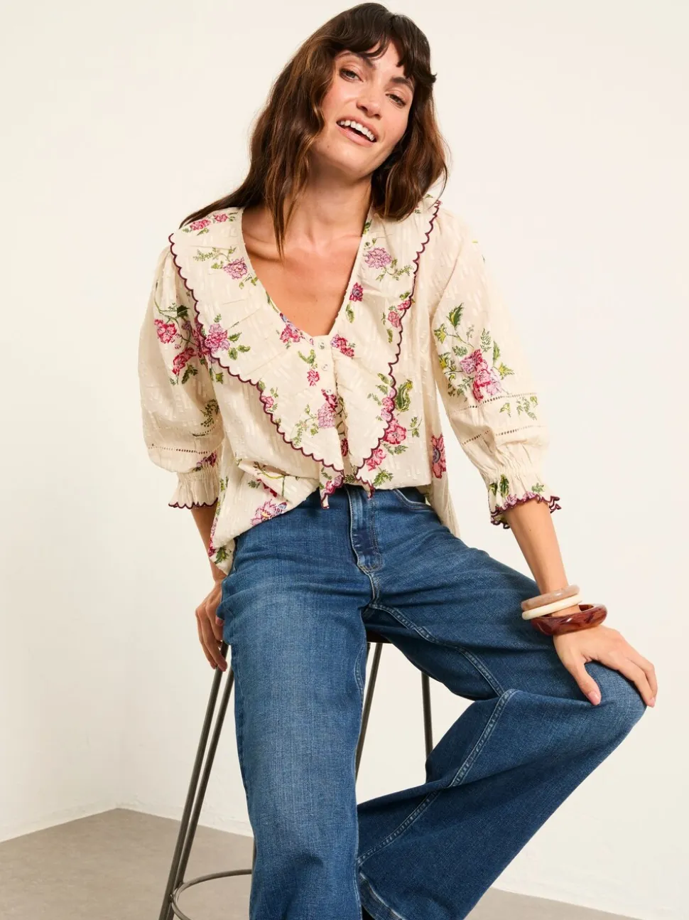 Ivory Spring Floral - FatFace Blouse