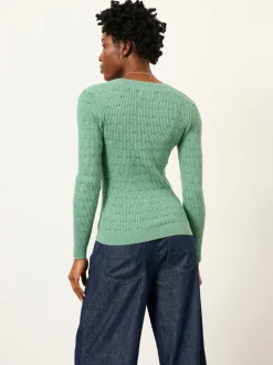 Jadegroen - FatFace Knitted Button Front Henley