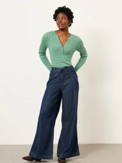 Jadegroen - FatFace Knitted Button Front Henley