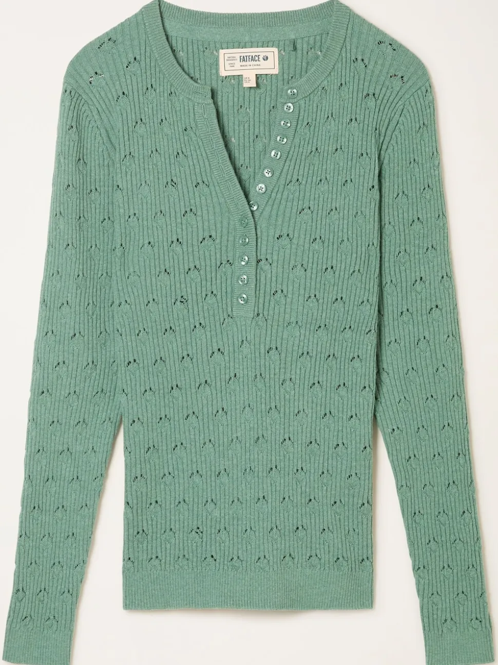 Jadegroen - FatFace Knitted Button Front Henley
