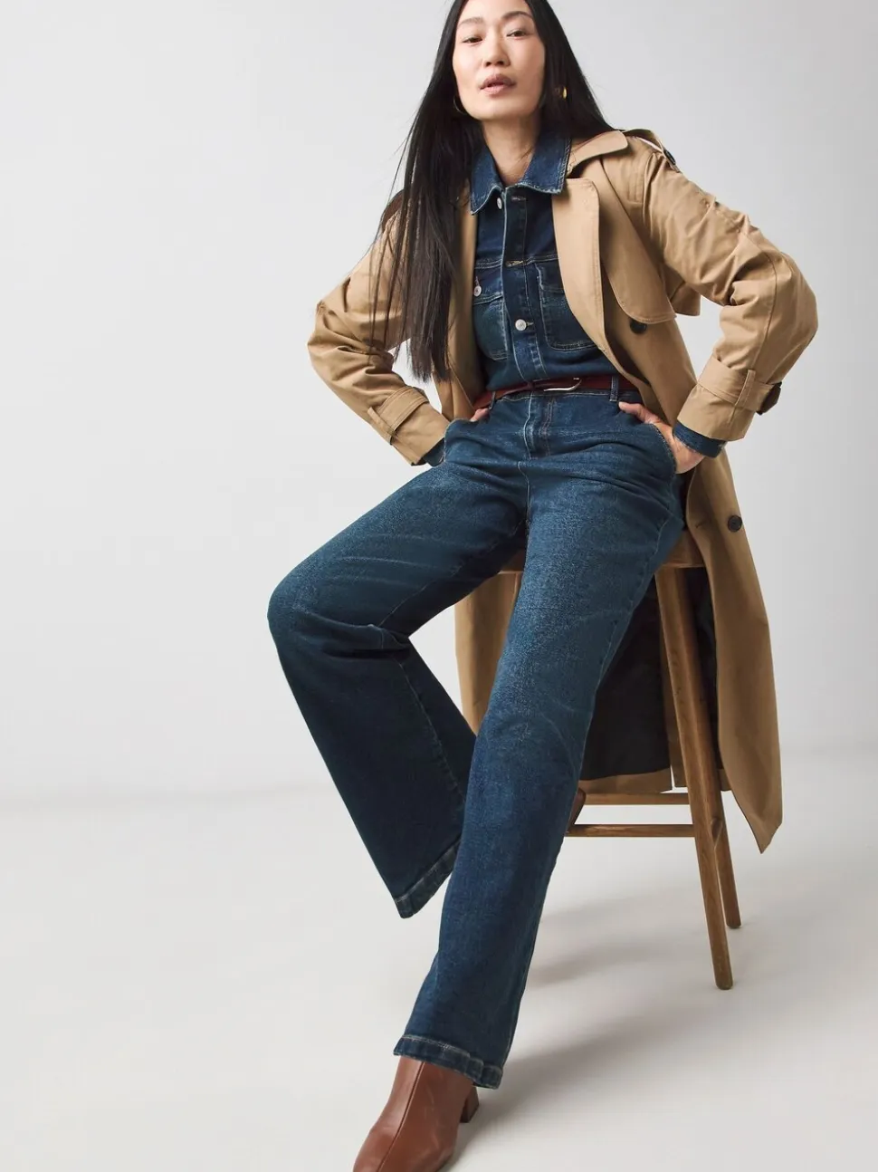JD Williams denim jumpsuit met wijde pijpen