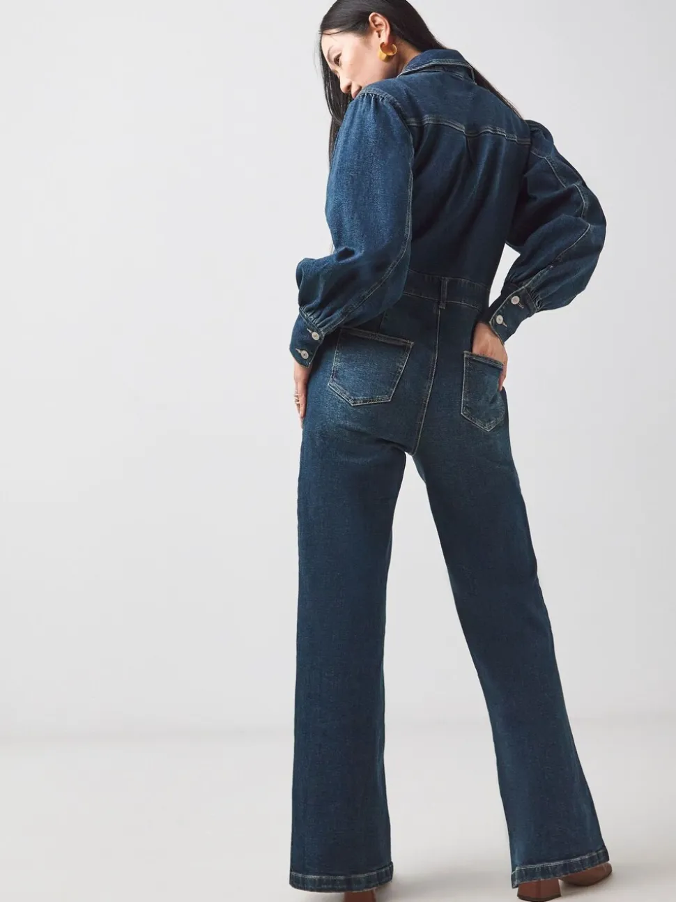JD Williams denim jumpsuit met wijde pijpen