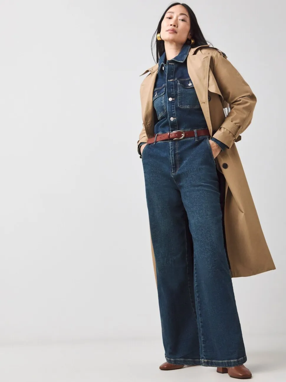 JD Williams denim jumpsuit met wijde pijpen