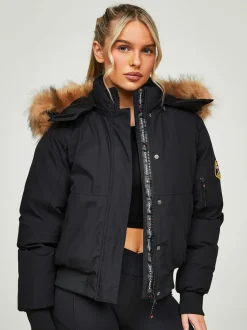 Jet black - Zavetti Canada Womens Olivia Bomber 100% Cotton Jacket