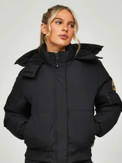 Jet black - Zavetti Canada Womens Olivia Bomber 100% Cotton Jacket
