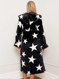 Jim Jam the Label Black Star Print Dressing Black Gown