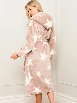 Jim Jam the Label Natural Mocha Star Print Dressing Gown