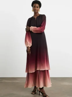 Joanna Hope Pink Ombre Tiered Maxi Dress