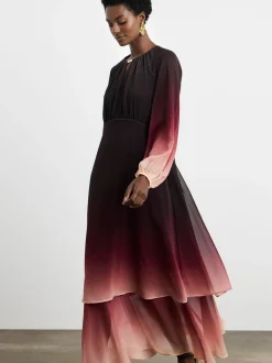 Joanna Hope Pink Ombre Tiered Maxi Dress