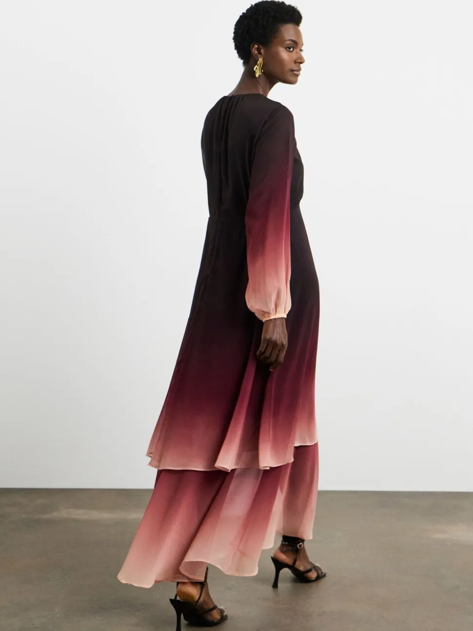 Joanna Hope Pink Ombre Tiered Maxi Dress