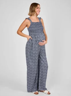 JoJo Maman Bébé - Geplooide zwangerschapsjumpsuit met fijne bloemenprint