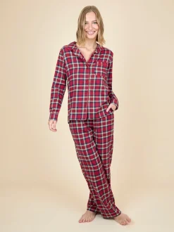 JoJo Maman Bébé klassieke kerstpyjamaset met ruit voor dames