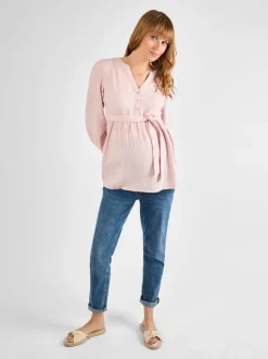 JoJo Maman Bébé Zwangerschapsblouse met textuur en lange mouwen