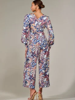 Jolie Moi Jersey Wrap Front Long Sleeve Jumpsuit