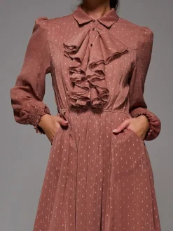 Jolie Moi Textured Chiffon Ruffle Shirt Dress
