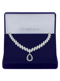 Jon Richard - Rhodium geplatineerde opvallende ketting met zirkonia in geschenkverpakking