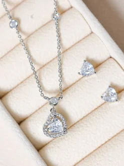 Jon Richard Cubic Zirconia Heart Drop Set Gift Box