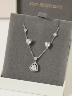 Jon Richard Cubic Zirconia Heart Drop Set Gift Box
