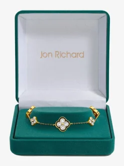Jon Richard Jet Crystal Clover Bracelet Gift Box