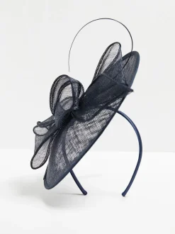 Jon Richard Navy Woven Bow Fascinator